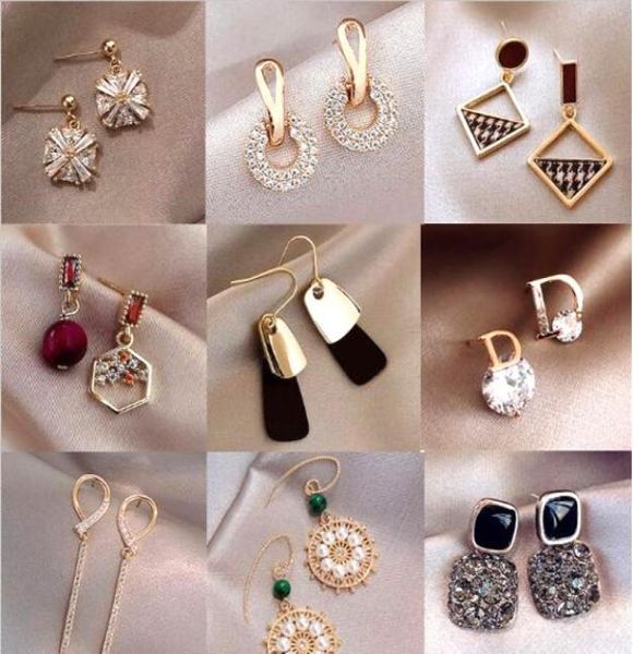 

10pairslot mix style crystal fashion stud earrings for craft jewelry gift earring wa02865589936703721, Golden;silver