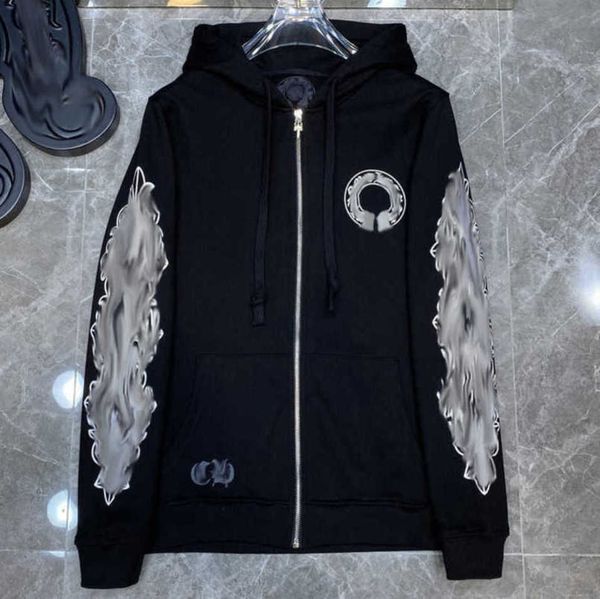 

luxury men's fashion jackets hoodies brandch sweatshirts designers zipper hooded sweater men women casual pullover sanskrit horseshoe h, Black;brown
