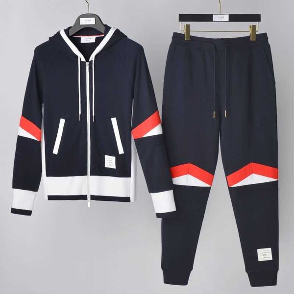 

bonzero fashion handsome two piece men's suit 2023 spring casual coat hooded sportswear, Black;brown