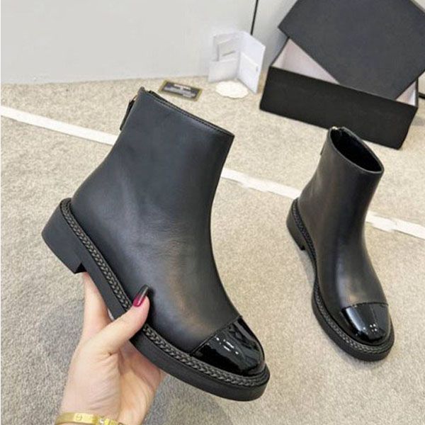 

luxury brand ankle womens martin knight boots cowboy autumn winter low heel zip shoes size 35-41, Black
