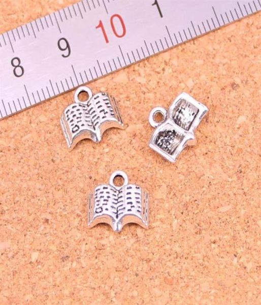 

163pcs charms open holy bible book antique silver plated pendants making diy handmade tibetan silver jewelry 11mm261v6437234, Bronze;silver