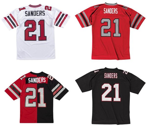 

stitched football jersey 21 deion sanders 1989 mitchell & ness retro rugby jerseys men women youth s-6xl, Black;red