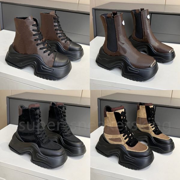 

designer women boots ankle boots platform chunky martin boot leather outdoor winter fashion anti slip wear resistant zipper snow boots size, Black