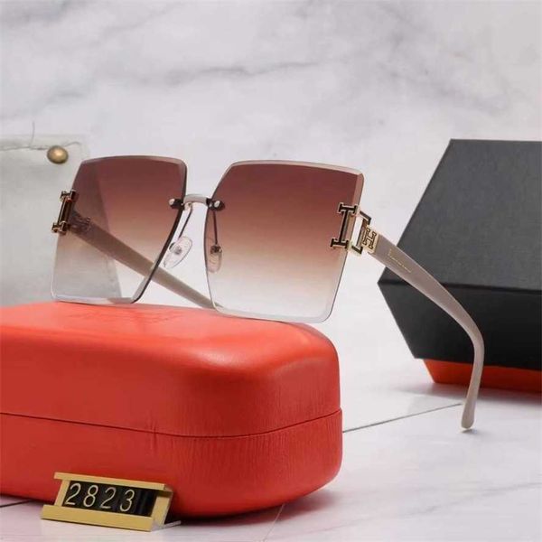 

50% off wholesale of new nylon h family small scented frameless cut edge sunglasses sunshade fashion glasses, White;black
