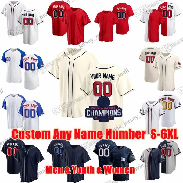 

2023 s-6xl city connect ronald acuna jr. baseball jersey ozzie albies matt olson austin riley hank aaron max fried eddie ehire custom any na, Blue;black
