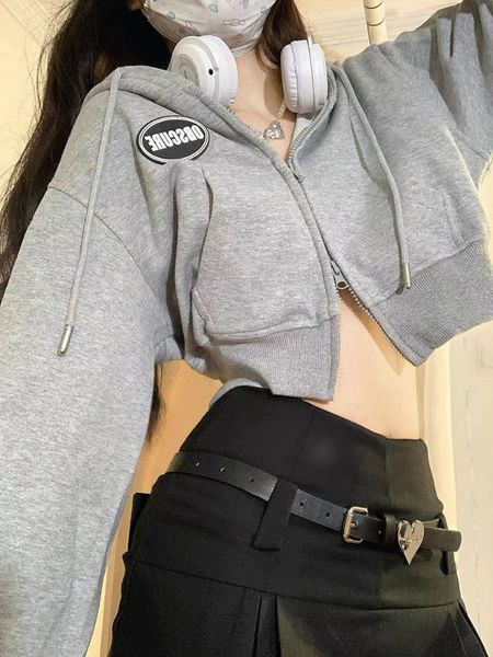 

men's hoodies sweatshirts deeptown korean streetwear letter printed cropped hoodies women harajuku short hooded sweatshirts long sleeve, Black
