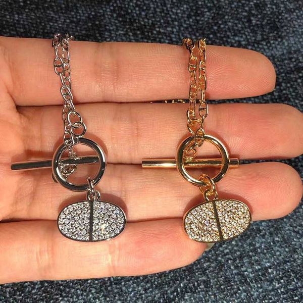 

finesse necklace jewelry emma h pig nose necklace buckle white fritillaria necklace sparkling diamond independent women's geometric nec, Silver