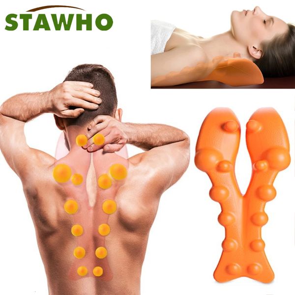 

back massager cervical chiropractic relieve fatigue and relax pillow for pain relief massage neck shoulder stretcher relaxer 230729
