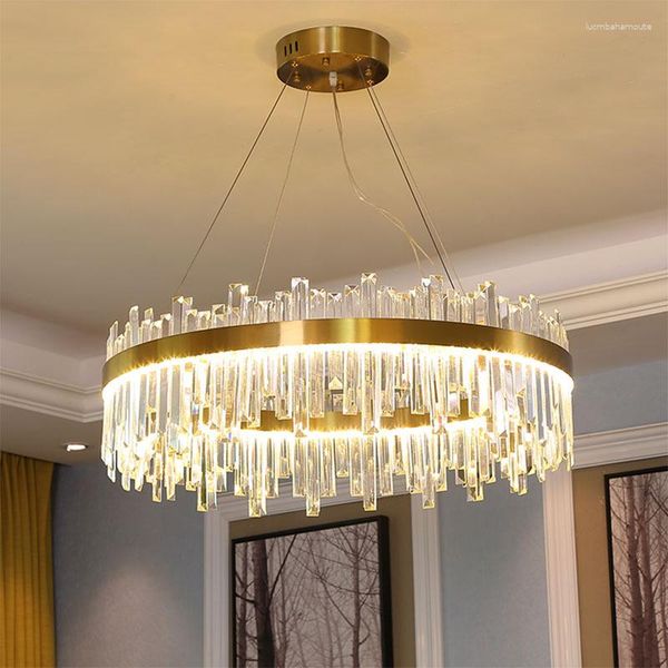 

Led Chandeliers 3 Changeable Light Modern Ceiling Chandelier Round Crystal Hanging AC110V 220V Living Room Lamp Warm Home Luminaire
