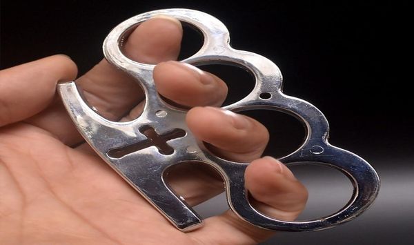 

heavy metal iron four finger tiger ring clasp defender martial arts fight brace u4637284860972, Silver