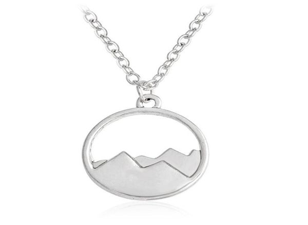 

2017 new fashion silhouette snow mountain round pendant charm necklace sisters girls kids family gift efn044f5658650, Silver