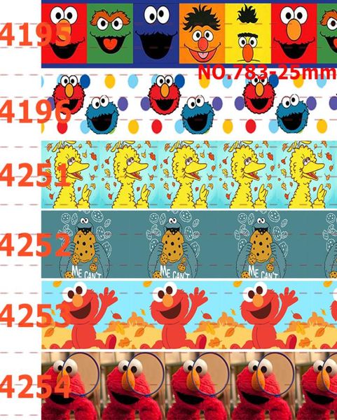 

25mm 1quot 50yards grosgrain ribbon sesame streetelmo and friends039 printed ribbon6108823, Pink;blue