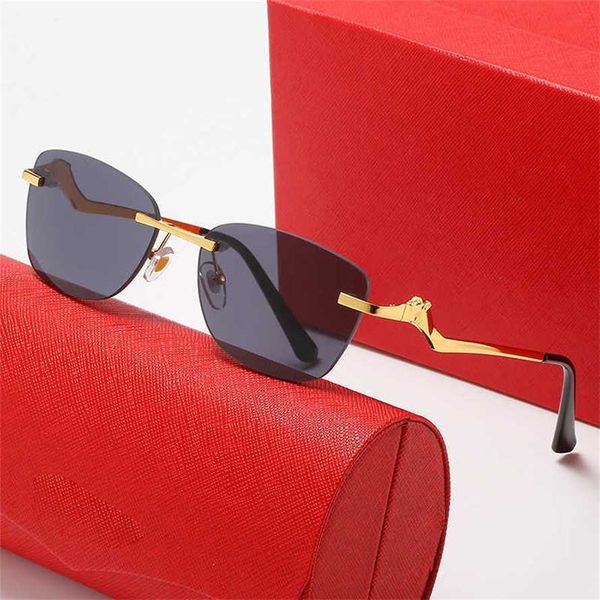 

56% off wholesale of sunglasses new frameless leopard head men's and women's sunglasses fashion personality glasses, White;black
