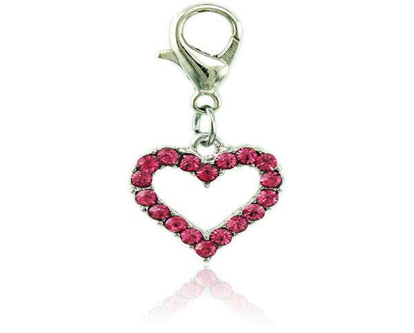 

jinglang floating fashion charms with lobster clasp dangle rhinestone peach heart charms for jewelry making diy accessories9595282, Bronze;silver