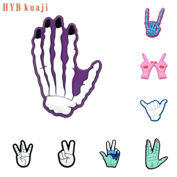 

hybkuaji custom gesture c roc shoe charms wholesale shoes accessories, White;pink