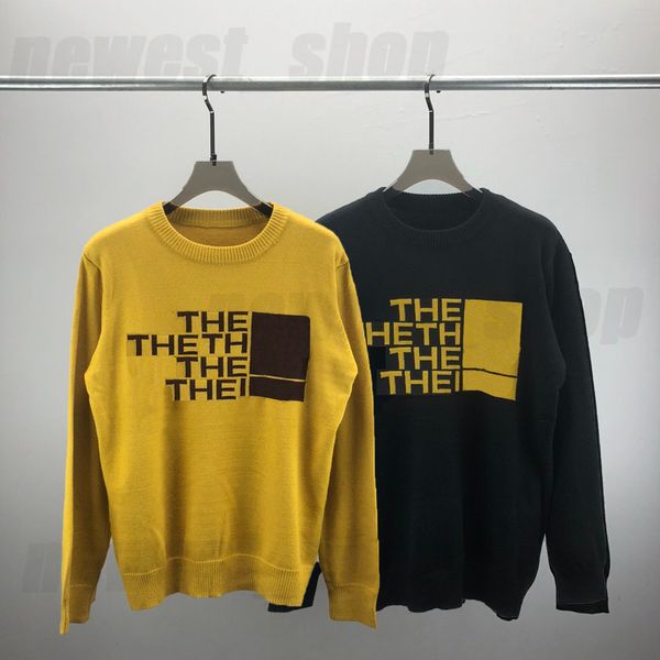 

designer mens plus size sweaters jacquard letter block the clothing pullover sweatshirt geometry patchwork color fashion yellow black woolle