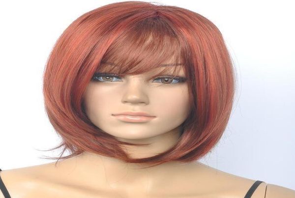 

new fashion beautiful women039s short red brown straight wigs2344580, Black