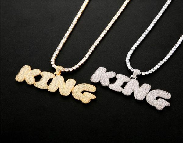 

custom initial letters pendant necklace words name with 4mm cz tennis chains full iced cubic zirconia jewelry3985115, Silver