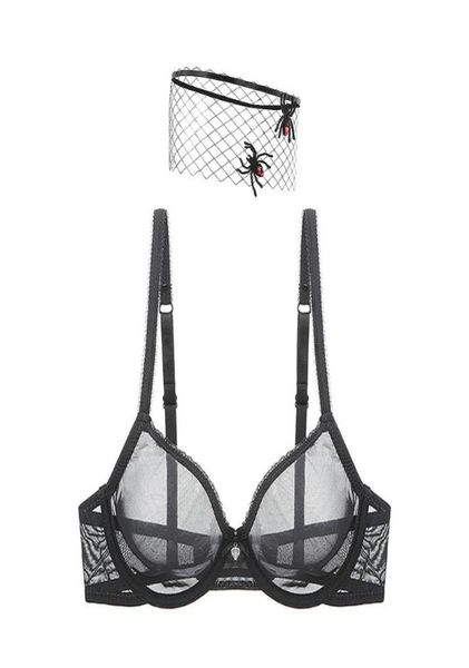 

bras women lace bra see through gauze mesh transparent ultra thin3378187, Red;black