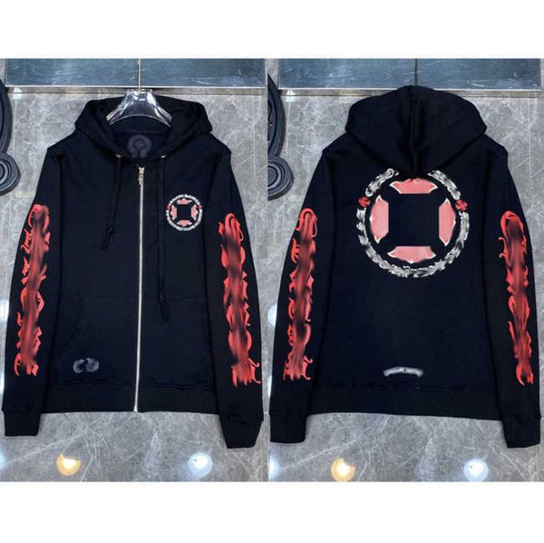 

jackets luxury fashion men's hoodies brand ch sweatshirts designers zipper hooded sweater men women casual pullover sanskrit horseshoe, Black