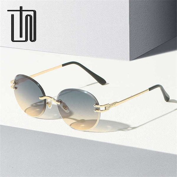 

50% off wholesale of sunglasses new versatile round frame 3015 personalized frameless street pgraphy ins style sunglasses, White;black