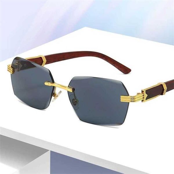 

50% off wholesale of new fashion trend retro and handsome uv resistant driver high-end frameless cut edge women's sunglasses, White;black