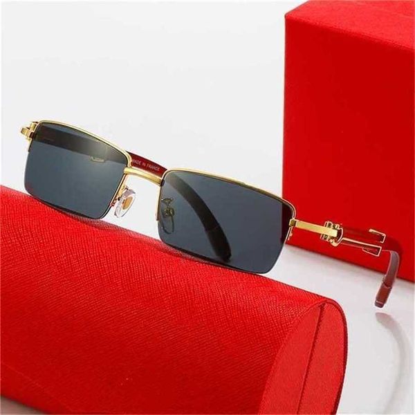 

56% off sunglasses 2023 new men's and women's working-type wooden leg half-frame mesh red metal fashion trend personality flat gla, White;black