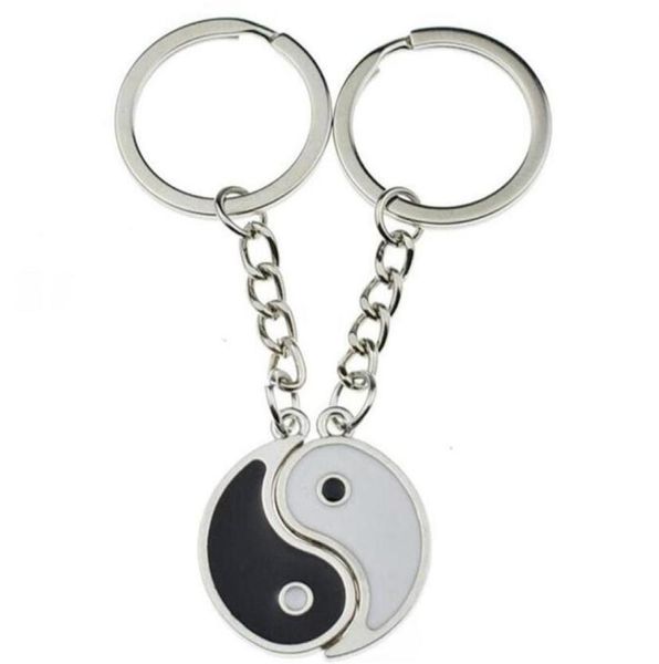 

vintage silver couple china enamel yin yang keychain key ring key chain souvenirs valentine039s gift for keys car jewelry new353796165, Slivery;golden