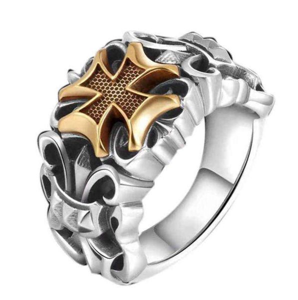 

s925 silver creative domineering exaggerated crown earl retro men039s hipster open adjustable ring h22041428337217604742, Golden;silver