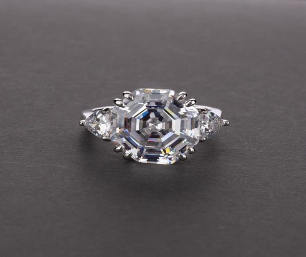 

rings wong regen 100 925 sterling zilver asscher cut gemaakt moissanite aqumarine edelsteen wedding engagement ring sieraden4908271322514, Golden;silver