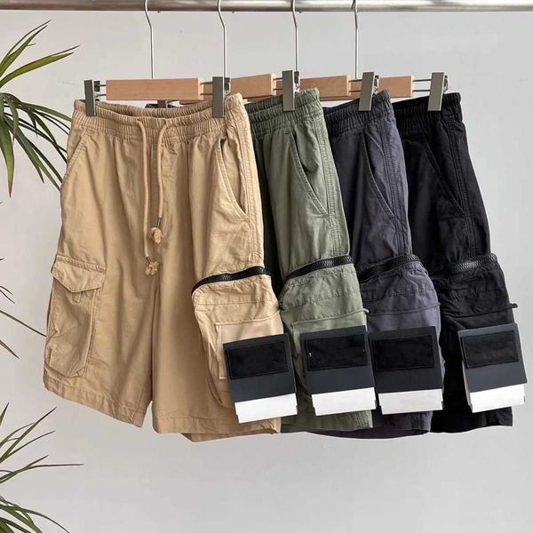 

mens designer shorts pockets work five-piece pants stones island womens summer sweatpants multi-function thigh pants short casual loose high, White;black