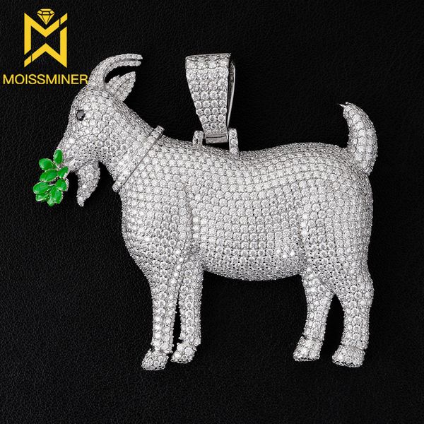 

pendant necklaces big goat pendant necklaces for women men real diamonds s925 silver jewelry pass tester with gra 230728
