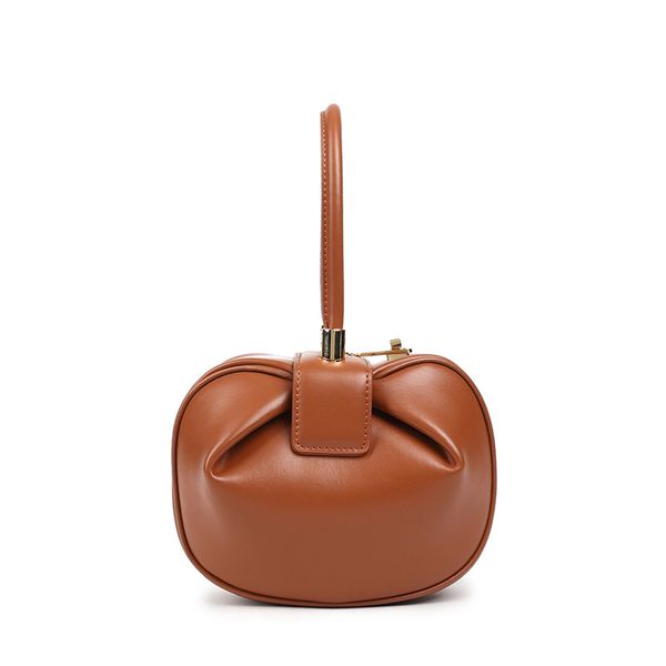 

high designer bag grade genuine leather women's bag niche design handbag european and american fashion retro wonton dumplings wonton wo