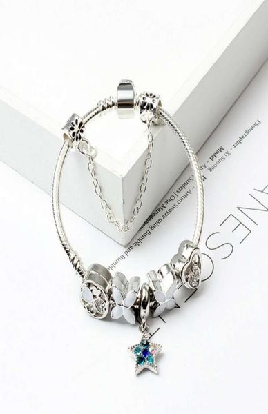 

wholesale- new fashion european charm beads bracelets style bracelet 925 sterling silver snake chain bangles diy jewelry with logo6345571, Golden;silver