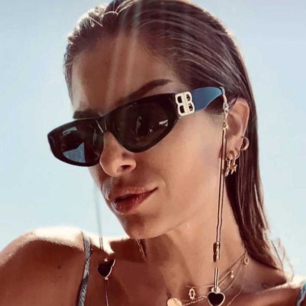 

2021 new fashion cat's eye personality bb small frame sunglasses trend sunglasses, White;black