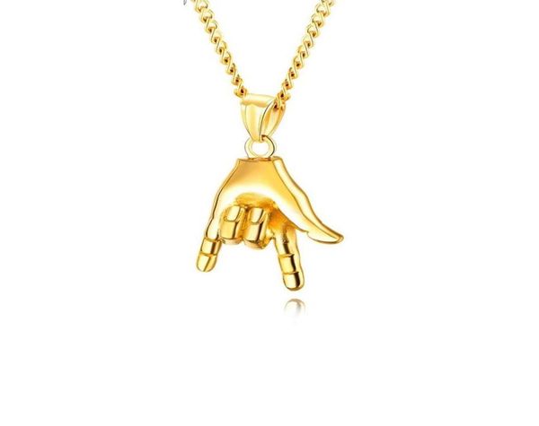 

hip hop jewelry tide men women charm necklace fashion stainless steel punk rock gesture pendant chain gold silver black necklaces 5956519