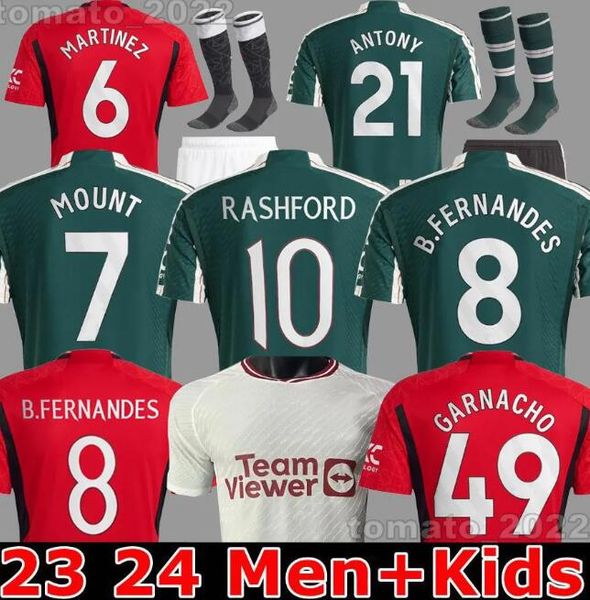 

23 24 sancho soccer jerseys fans player antony eriksen b.fernandes rashford football shirt 2023 2024 casemiro elanga mans utds varane mount, Black;yellow