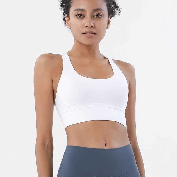 

lulu bra summer women sports solid color cross tights tank soft athletic gym fitness yoga vest chest pad bras bralette woman shirt