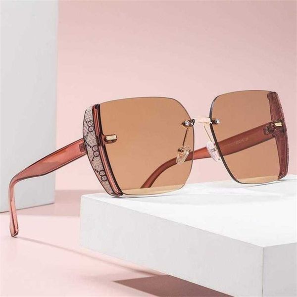 

52% off wholesale of sunglasses kajila fashionable large frame sun proof high class frameless sunglasses for women fashion, White;black