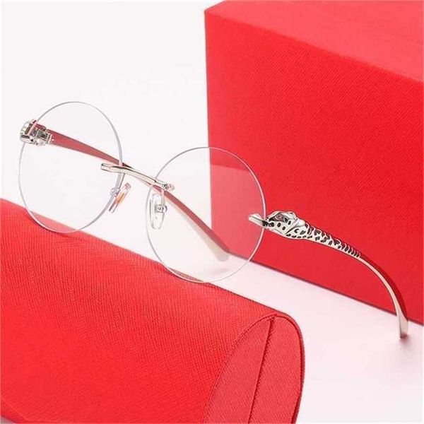 

50% off sunglasses 2023 new rimless wafer men's and women's leopard head paint legs personalized fashion glasseskajia new, White;black