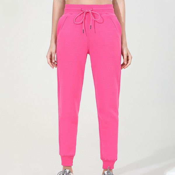 

lu yoga womens jogger pants high waist soft women drawstring training lady jogging pant ll88265 with pockets