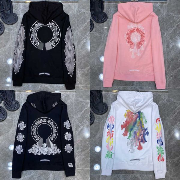 

fashion luxury men's jackets hoodies brand sweatshirts designers zipper hooded sweater men women casual pullover sanskrit horseshoe hoo, Black
