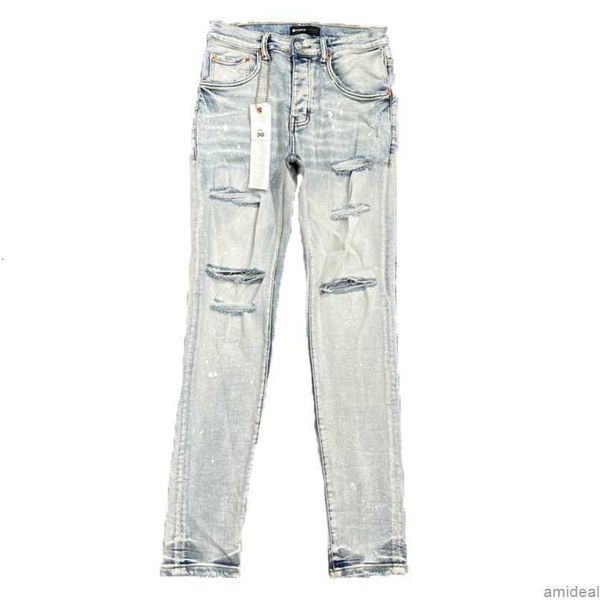 

designer purple jeans brand european ripped jean men embroidery quilting for trend vintage pant mens fold slim skinny fashion sstraight pant, Blue