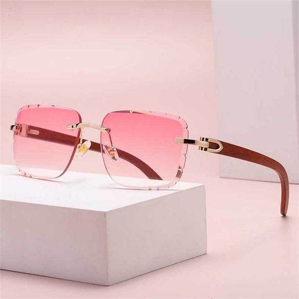 

50% off wholesale of sunglasses new box network red ins. same style frameless trimmed sunglasses for women's fashion trend, White;black