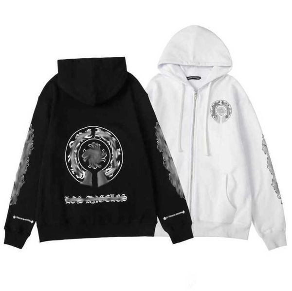 

luxury men's fashion sweatshirts jackets brandch hoodies zipper hooded men women designers sanskrit horseshoe cross pullover sweater ho, Black