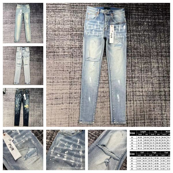 

ksubi jeans purple brand designer mens ripped straight regular denim tears washed old long fashion hole stack 2 ny1x, Blue