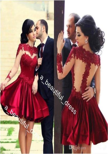 

party events special occasion burgundy homecoming dresses aline high collar long sleeves appliques lace elegant short cocktail dr8894090, Blue;pink