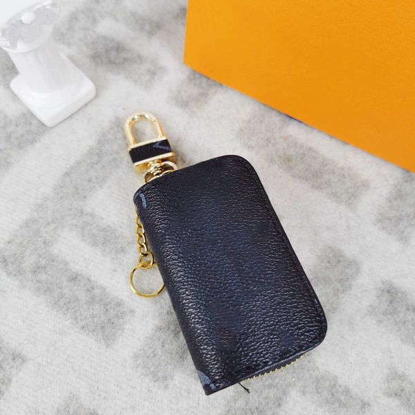 

designer keychain classic designer letter wallet keychain keyring fashion purse pendant car chain charm brown flower box, Silver