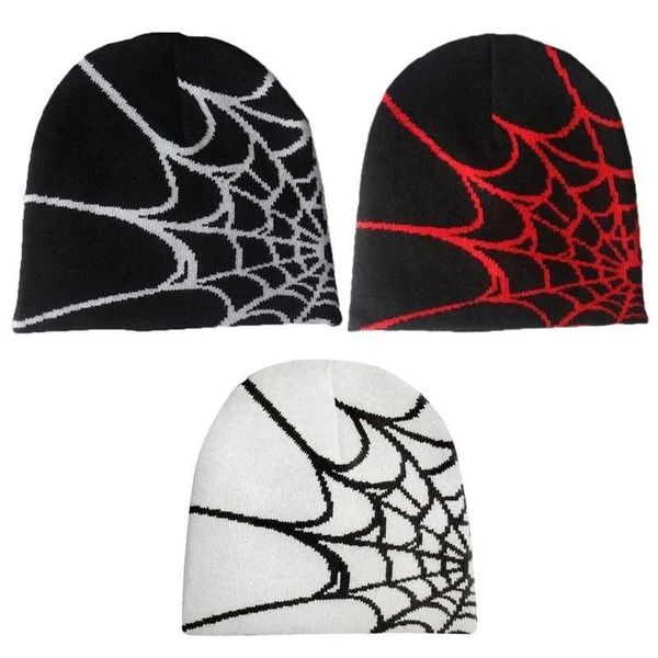

y2k beanie spider web hat y2k knit skullies baggy slouchy cap skull cap, Blue;gray