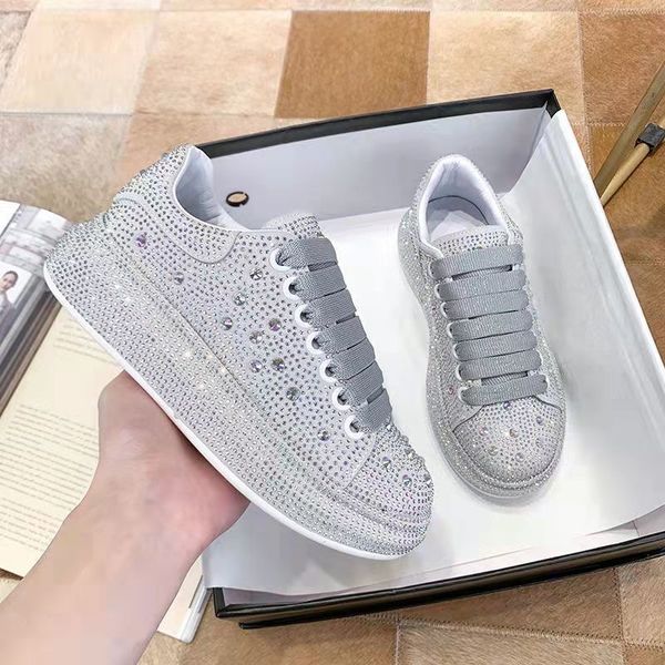

designer rivet rhinestone full mc shoes bling casual lace crystal glitter platform espadrilles low platform flats lofer queen alexander 2024, Black